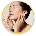 Person with glowing skin